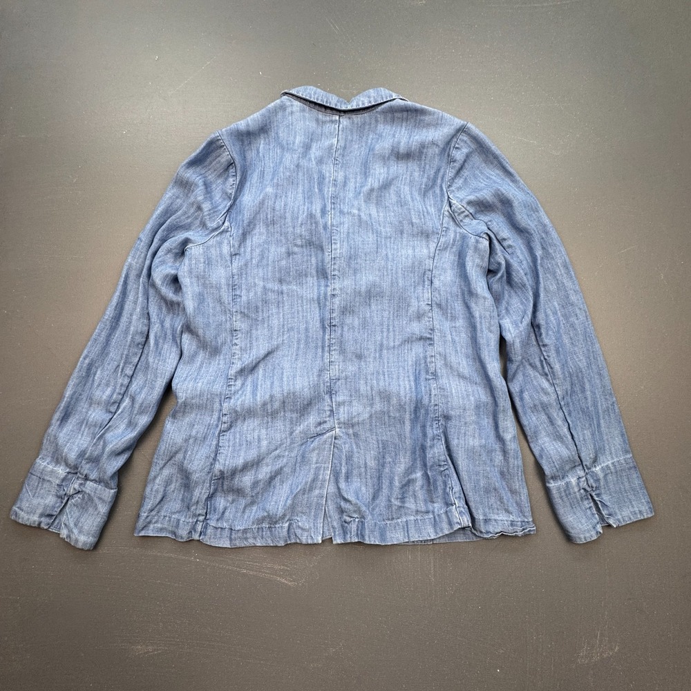 Lands' End Blazer Women's Small Chambray Denim Linen Look Casual Work Jacket - Picture 9 of 10